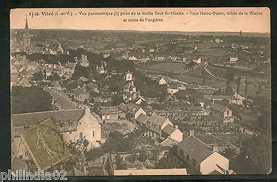 France 1919 GLASS - Panoramic (3) taking the old Tour St-Martin View Card India