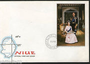Niue 1986 60th Birthday Elizabeth II Prince Philip Map Sc 514 M/s on FDC # 7732