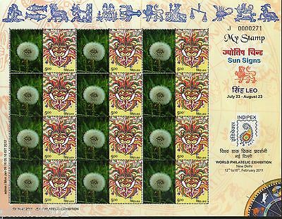 India 2011 Sun Signs - Leo - Dandelion Flower Plant J & K My stamp Sheetlet