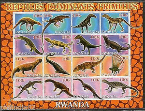 Rwanda 2001 Dinosaurs Pre Historic Animals Mammoth Sheetlet of 16 MNH # 9714