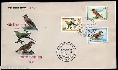 Nepal 1992 Birds - Pigeon Waxwing Lark Fauna Sc 508-10 FDC # 7423