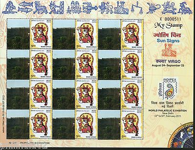 India 2011 Sun Signs - Virgo - Bhimgarh Fort Jammu JSS My stamp Sheetlet Archite