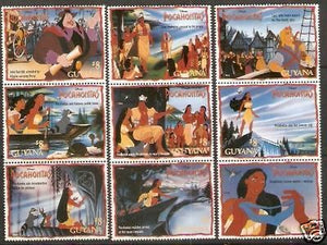 Guyana 1995 Disney Animated Film Movie POCAHONTAS 9v Se-tenant MNH Set # 13017