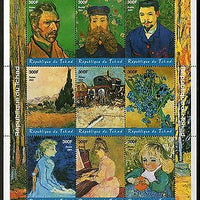 Chad 2001 Famous Paintings by Vincent Van Gogh Art Sheetlet of 9 MNH # 9656