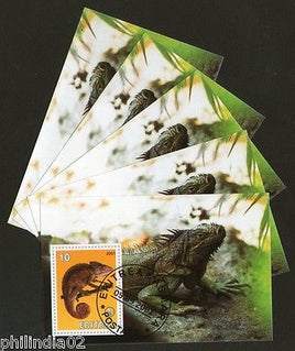Eritrea 2001 Chameleon Wild Life Reptiles Fauna M/s Cancelled x 5 # 2551