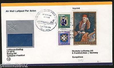 Yugoslavia 1974 Ljubljana - Frankfurt Germany Lufthansa First Flight Cover #6410