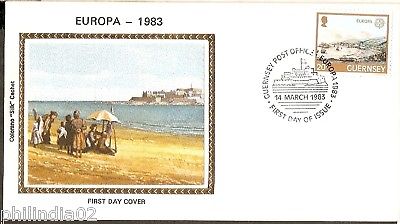 Guernsey 1983 EUROPA Tourism Beach Colorano Silk Cover # 13279