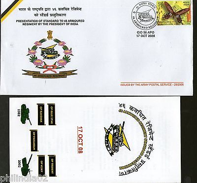India 2008 Armoured Regiment by President of India  Military APO Cover+ Brochure