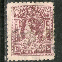 India Fiscal Gwalior State 1An Jivaji Type 57 KM 571 Revenue Stamp Used #4106D