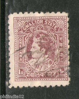 India Fiscal Gwalior State 1An Jivaji Type 57 KM 571 Revenue Stamp Used #4106D