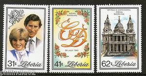 Liberia 1981 Lady Diana & Prince Charls Royal Wedding Sc 897-99 MNH 3v Set