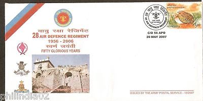 India 2007 Air Defence Regiment Fort Bird APO Cover