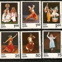 India 1975 Dances Kathak Manipuri Kuchipudi Bharatnatyam Odissi Phila-655-60 MNH