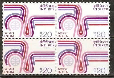 India 1973 20p INDIPEX 1973  Phila-593 BLK/4 MNH