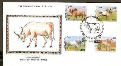 India 2000 Indigenous Breeds of Cattle Phila-1919-22 FDC