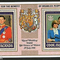 Cook Islands 1981 Lady Diana Charls Royal Wedding Sc B98a Surcharged M/s RARE