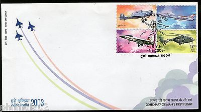 India 2003 Aero India Fighter Aircraft Aeroplane Phila-1953a 4v FDC