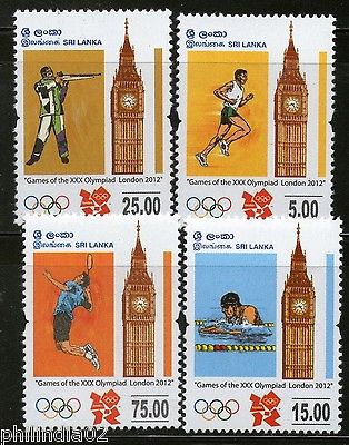 Sri Lanka 2012 Games of the XXX Olympiad London Sport Swimming Badminton 4v MNH