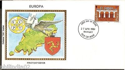 Isle of Man 1984 EUROPA Dove Coat Colorano Silk Cover