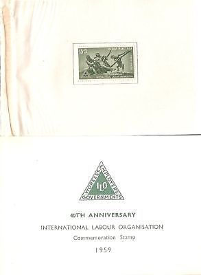 India 1959 Inter'al Labour Organisation VIP Folder RARE # 7031