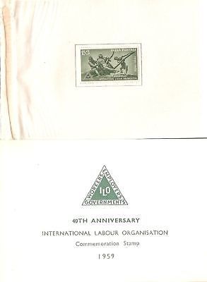 India 1959 Inter'al Labour Organisation VIP Folder RARE # 7031