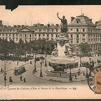 France 1919 PARIS - Barracks and Statue of the Republic View Card to India