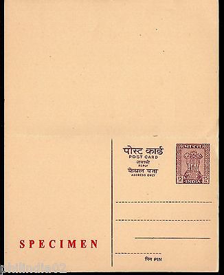 India 1959 15p+15p Ashokan Reply Post Card SPECIMEN MINT Postal Stationary RARE