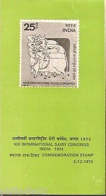 India 1974 Dairy Congress Phila-626 Cancelled Folder