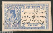 India Fiscal Sirohi State Re. 1 Type 15 KM 155 Court Fee Stamp Used # 4028B