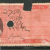 India Fiscal Hindol State Re. 1 Type 12 KM 126 Court Fee Stamp Revenue # 4008B