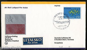 Yugoslavia 1974 Ljubljana - Frankfurt Germany Lufthansa First Flight Cover #1601