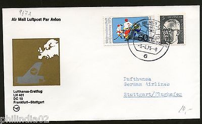 Germany 1975 Frankfurt - Stuttgart Lufthansa First Flight Cover # 16464