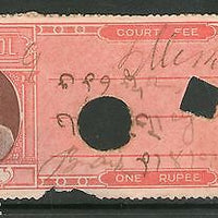 India Fiscal Hindol State Re. 1 Type 12 KM 126 Court Fee Stamp Revenue # 4008C