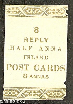 British India 8x½ An Reply Post Cards =8As Packet Wrapper Cut-out # 3600