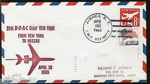 USA 1965 New York - Nassau / Bahamas B.O.A.C. First Flight Cover # 1370-81