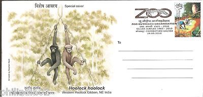 India 2010 Weston Hoolock Gibbon Monkey Wild Special Cover # 6786