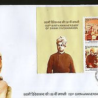 India 2013 Swami Vivekananda Kanyakumari Belur Math Temple Setenant Sheetlet FDC