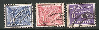 India Fiscal 3 Diff National Saving Stamp Revenue Court Fee Used # 2881