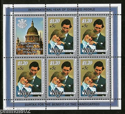 Niue 1981 Lady Diana & Prince Charls Royal Wedding Sc B54 MNH Surcharge Sheetlet