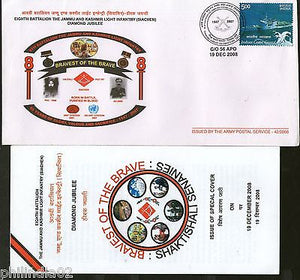 India 2008 Battalion Jammu & Kashmir Light Infantry (SIACHEN)APO Cover+ Brochure