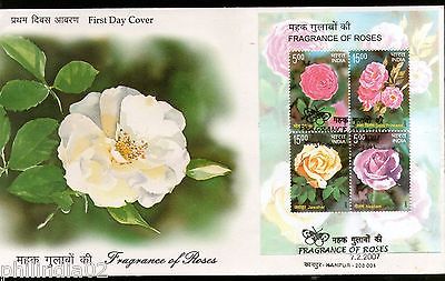 India 2007 Fragrance of Roses Flowers Tree Plant Phila-2248 M/s on FDC # 9199