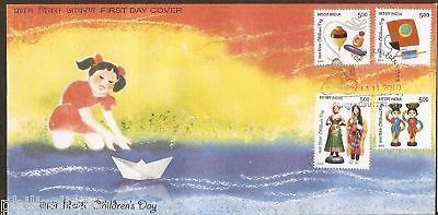 India 2010 Children's Day Toy Top Phila-2645-48 FDC
