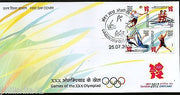 India 2012 London Olympic Games Badminton Sailing Rowing Handball Se-Tenant FDC