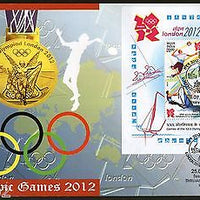 India 2012 London Olympic Games Badminton Yatching Rowing M/s Private FDC #15183