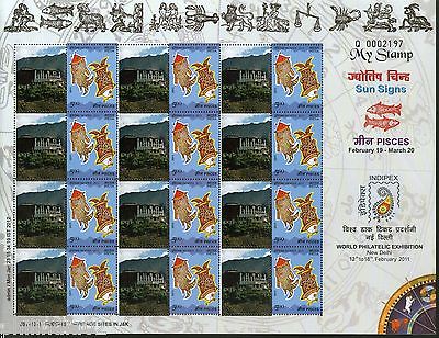 India 2011 Sun Signs - Pisces - Phyang Monastery Buddhist JSS My stamp Sheetlet