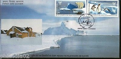 India 2009 Preserve Polar Regions & Glaciers Antarctica Polar 2v FDC