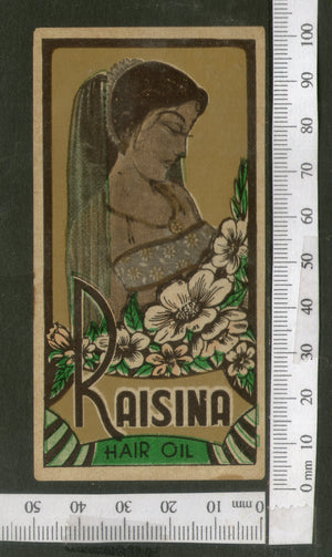 India Vintage Trade Label Raisina Essential hair Oil Label Flower Women # LBL101 - Phil India Stamps