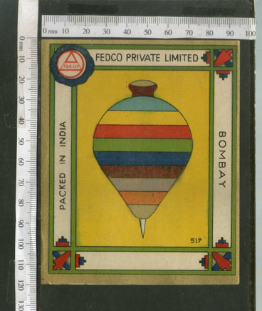 India 1960's Top Toys Brand Dyeing & Chemical Germany Print Label # L10 - Phil India Stamps