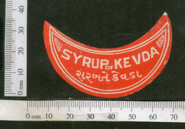 India Vintage Trade Label Kevda Syrup Health Drink # LBL111 - Phil India Stamps