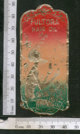 India 1950's Fultora Hair Oil Germany Printed Vintage Label # LBL122